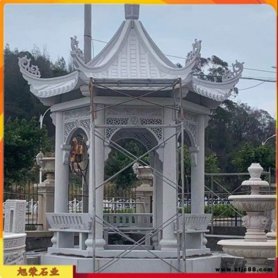 山上觀景涼亭石雕 花崗巖石頭亭子 庭院石雕六角亭造型