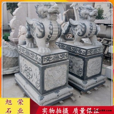 石雕貔貅芝麻黑雕刻 門口開光靈獸鎮宅護院石雕貔貅造型樣式