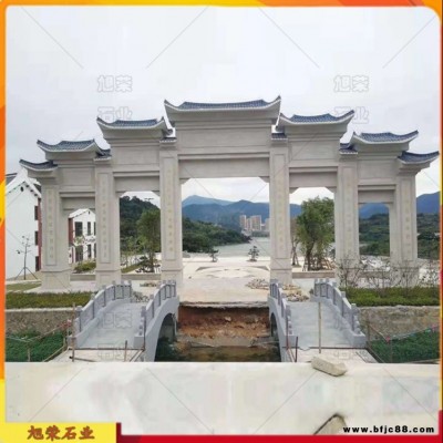 寺廟古建石雕山門建造 大型景區石雕牌坊造型圖片合集
