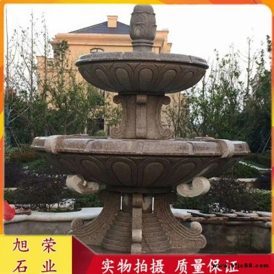 新型爆款石雕水缽 黃銹石流水缽 小區花園優質疊水缽石雕擺件