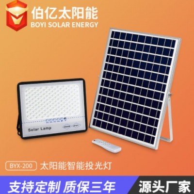 新款太陽(yáng)能投光燈 戶外高亮農(nóng)村家用壁燈100w太陽(yáng)能投光燈一拖二