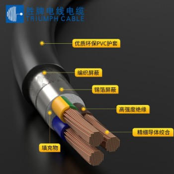 勝牌3C認(rèn)證線纜RVVP屏蔽護(hù)套線2-6芯0.3MM變頻器電纜 通信電纜