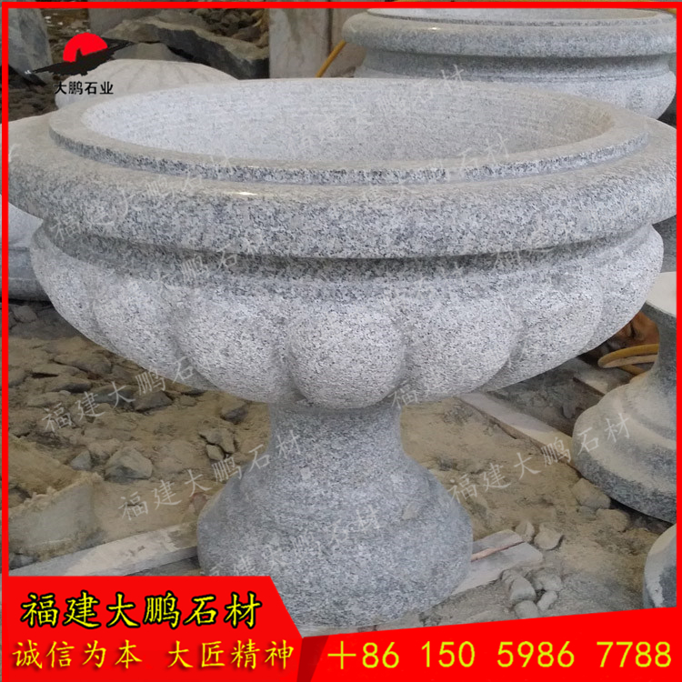 惠安石雕花盆廠 園林景觀石雕花缽廠家 石雕水缽圖片設(shè)計(jì) 福建石雕大鵬石材