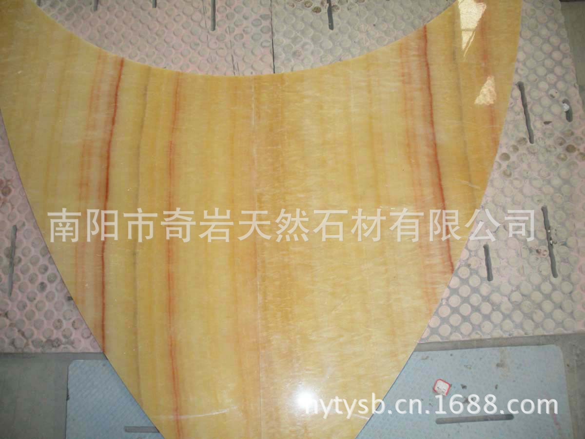 供應 河南米黃玉大理石臺面 精品松香玉石異形板 大理石弧形板示例圖2