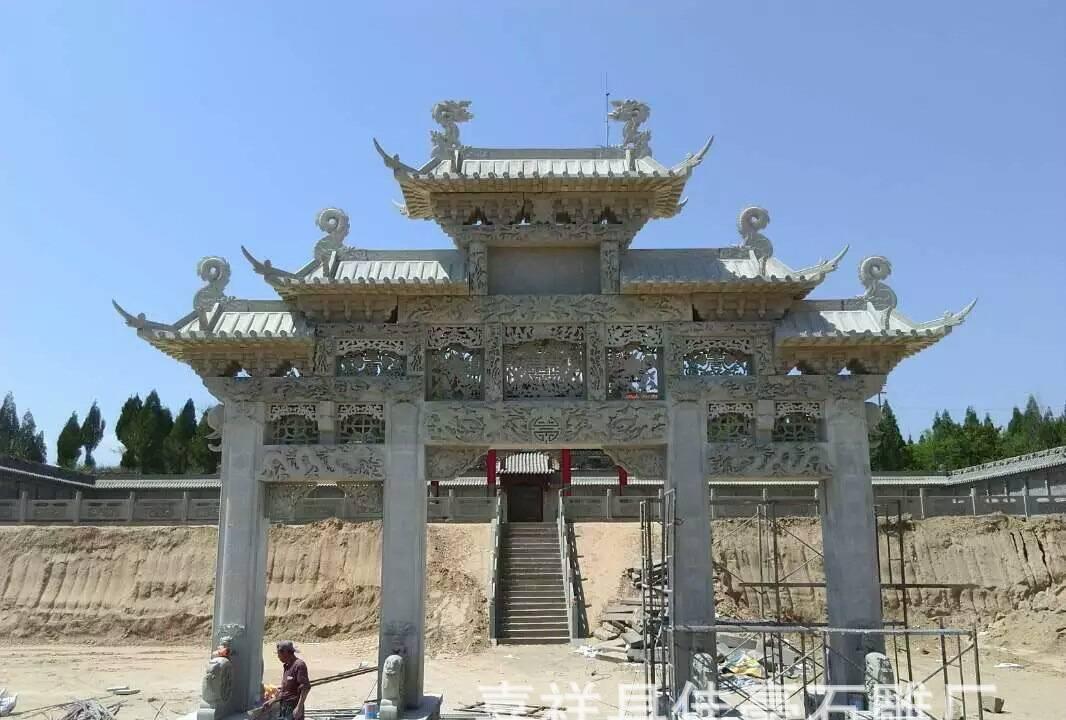批發定制石雕牌樓 村鎮大門石雕牌坊景點裝飾石山門廠家制作示例圖32