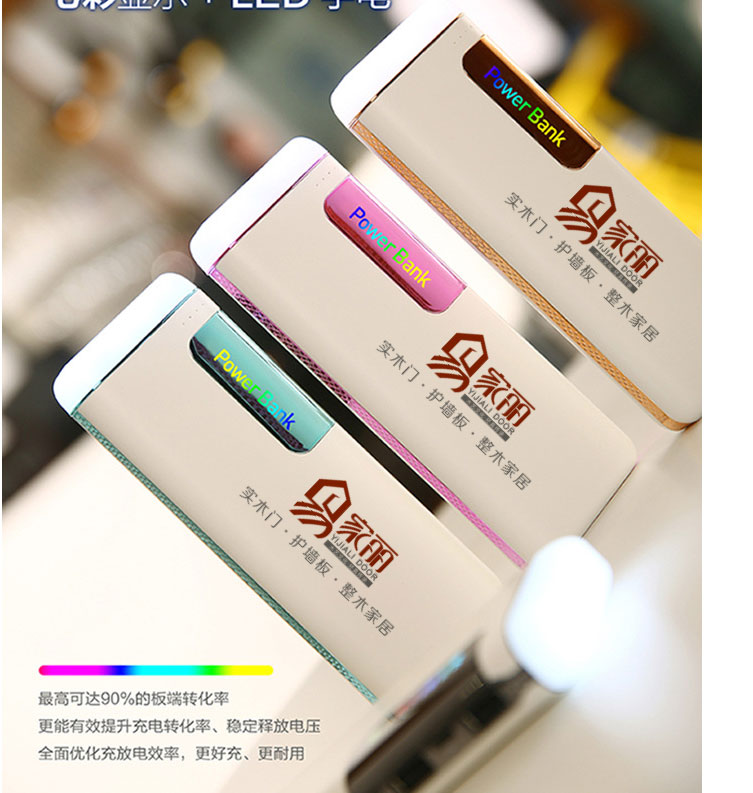 創(chuàng)意派對新款移動電源七彩變色燈片LED燈20000毫安充電寶禮品示例圖7