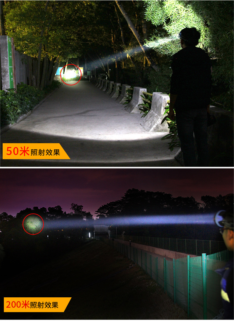 雅格LED防水頭燈強光礦燈充電遠射戶外夜釣鋰電照明頭戴式手電筒示例圖4