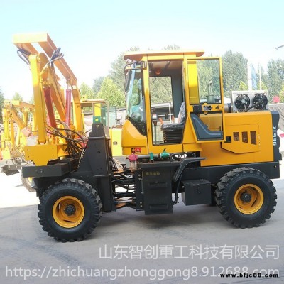 智創(chuàng) zc-1 輪式中型護欄打樁機 裝載機式中型多拔鉆孔一體機 液壓打樁機