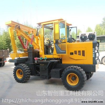 zc-1 裝載機全員性打樁機 廠家直銷新型小四輪輪式公路護欄打樁機