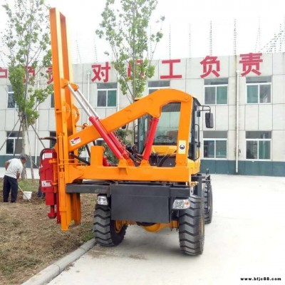恒沃裝載機(jī)護(hù)欄打樁機(jī) 液壓防撞護(hù)欄打樁機(jī) 輪式打拔鉆一體機(jī)