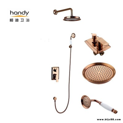 暗裝淋浴花灑水龍頭廠 定制入墻式花灑淋浴器套裝桓迪handyHD-6E033 歐式風(fēng)格玫瑰金色暗裝淋浴花灑龍頭