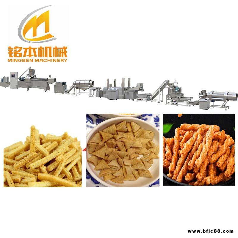 妙脆角沙拉條鍋巴小麻花魷魚卷油炸面食膨化食品生產(chǎn)線