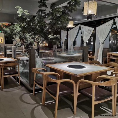廣東定制火鍋店家具 現(xiàn)代中式實(shí)木火鍋餐桌 實(shí)木包邊大理石火鍋餐臺
