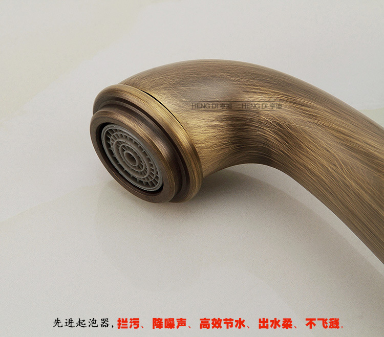 全銅歐式仿古水龍頭青花瓷加高單孔面盆龍頭藝術(shù)盆臺(tái)上盆冷熱龍頭示例圖14