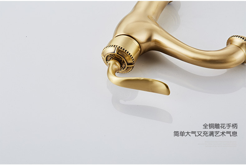 水龍頭全銅套裝 土豪金冷熱混水面盆臉盆龍頭批發 歐式臺上盆龍頭示例圖2