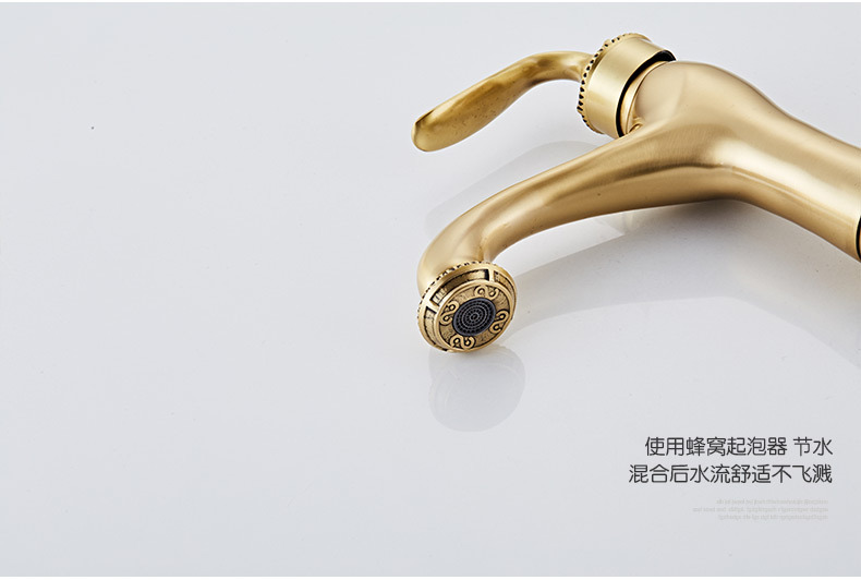 水龍頭全銅套裝 土豪金冷熱混水面盆臉盆龍頭批發 歐式臺上盆龍頭示例圖10