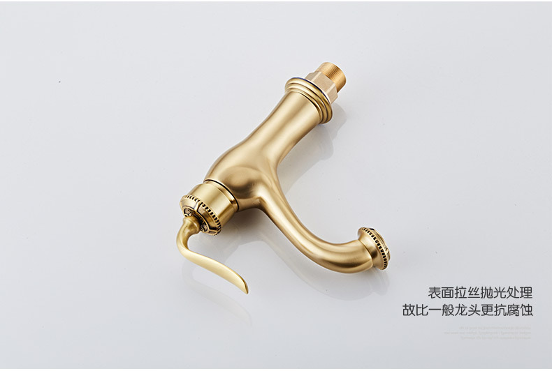 水龍頭全銅套裝 土豪金冷熱混水面盆臉盆龍頭批發 歐式臺上盆龍頭示例圖8