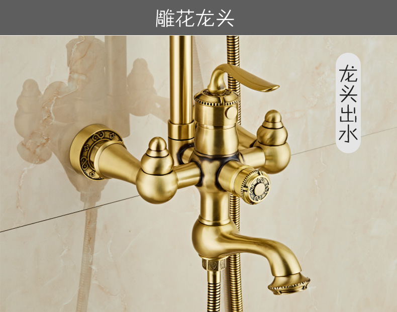 全銅花灑淋浴套裝淋浴器 淋浴花灑淋浴龍頭噴頭 歐式頂噴沐浴套裝示例圖7