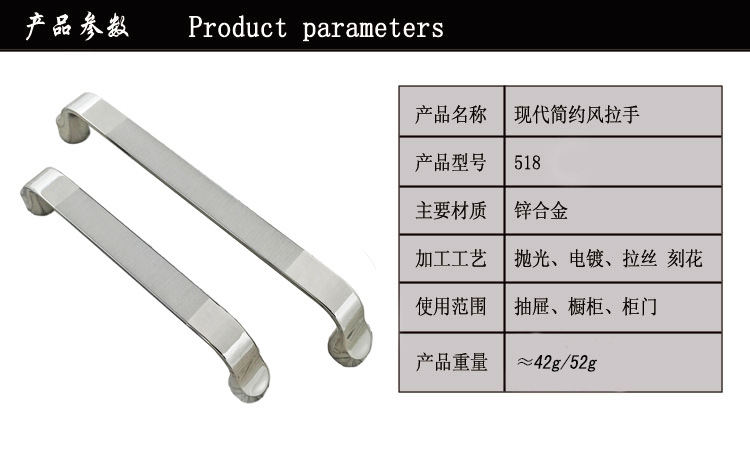 溫州廠家直銷現(xiàn)代簡約拉絲鋅合金拉手五金家具抽屜櫥柜門把手雙白示例圖5