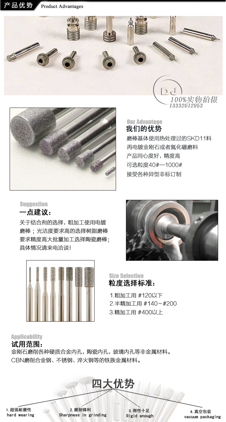 梯形金剛石磨棒的優點加工范圍及粒度選擇標準