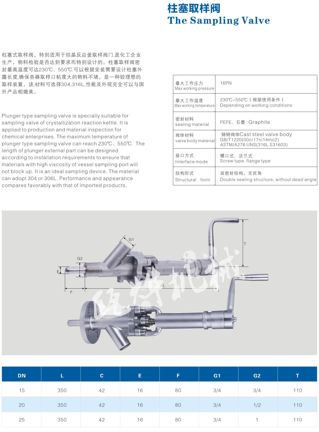 結晶物料柱塞取樣閥 不銹鋼柱塞放料閥 瀝青柱塞取樣閥示例圖105