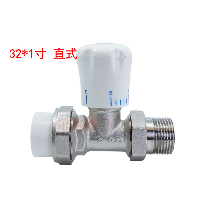 黃銅手動(dòng)PPR溫控閥32角式 暖氣片專用 直式恒溫調(diào)節(jié)閥20 25MM示例圖3