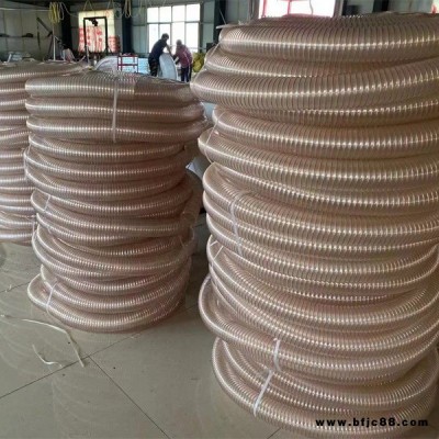 pu鋼絲軟管 聚氨酯吸塵管 透明波紋管 內嵌鍍銅鋼絲伸縮透明管 通風排氣橡膠管