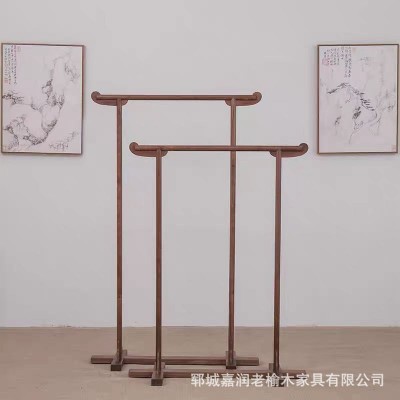 新中式老榆木衣帽架落地民宿臥室客廳掛衣架酒店茶樓榆木衣架