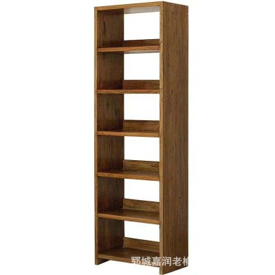 新中式老榆木中古儲物書柜門板風化做舊簡約書架仿古中式博古架